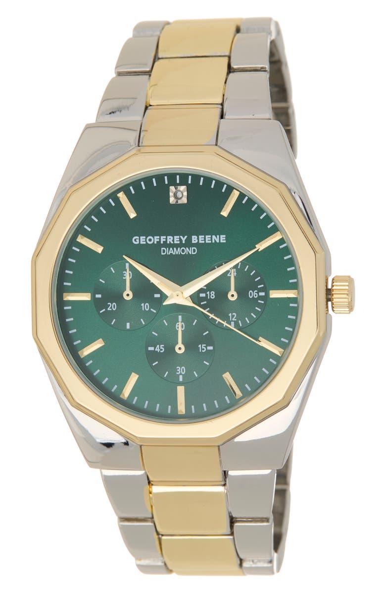 GEOFFREY BEENE Diamond Two-Tone Bracelet Watch, 43mm, Main, color, Two Tone