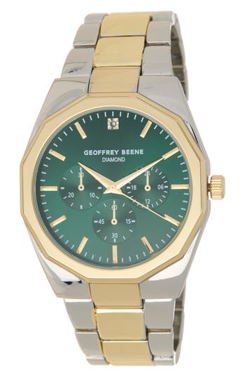 Geoffrey Beene Diamond Two-tone Bracelet Watch, 43mm In Metallic