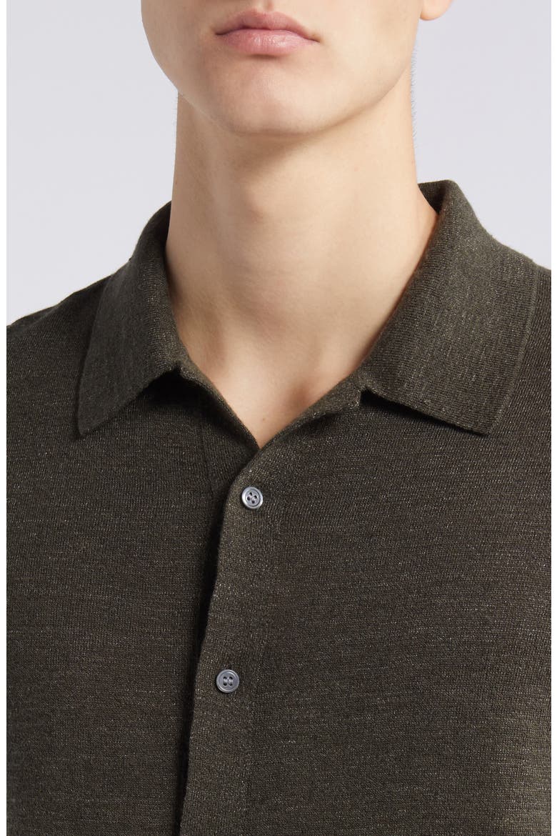 Irving Solid Short Sleeve Linen Button-Up Shirt, Alternate, color, DARK OLIVE