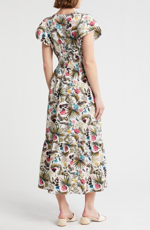 MELROSE AND MARKET MELROSE AND MARKET FLUTTER SLEEVE SMOCKED WAIST MIDI DRESS