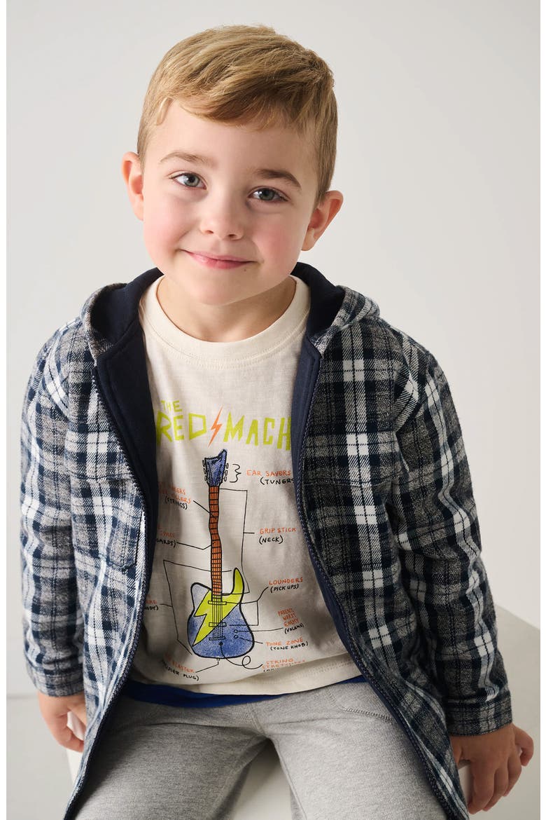 Kids' Salute Plaid Cotton Flannel Zip-Up Hoodie, Alternate, color, SALUTE