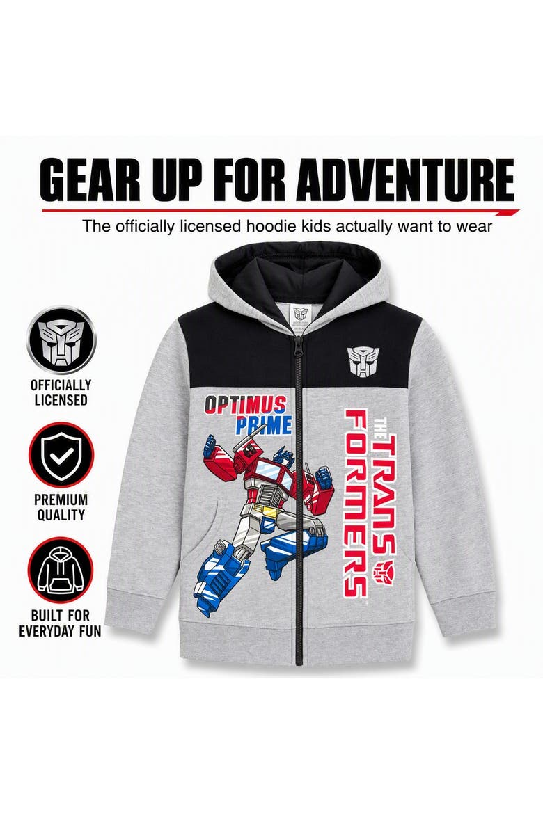 Fleece Hooded Sweatshirt (toddler, Little Kid & Big Kid), Alternate, color, Optimus Prime Grey