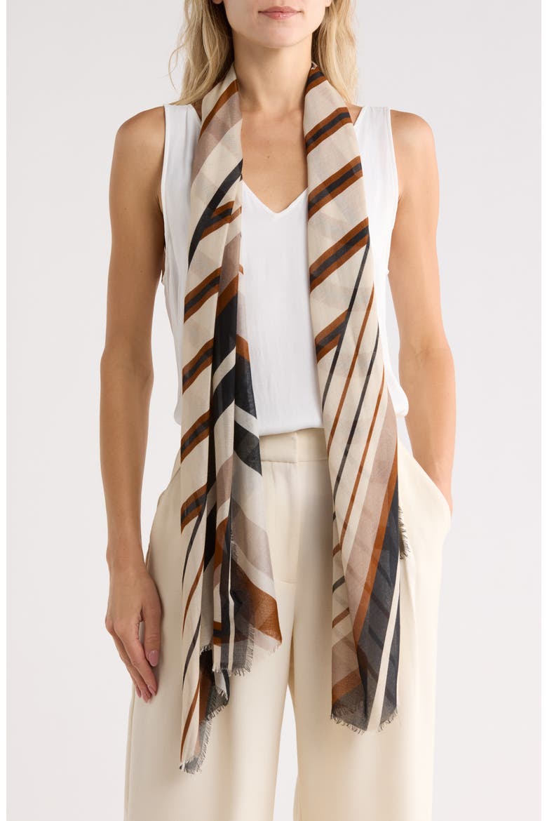 Diagonal Stripe Oblong Scarf, Main, color, SAND