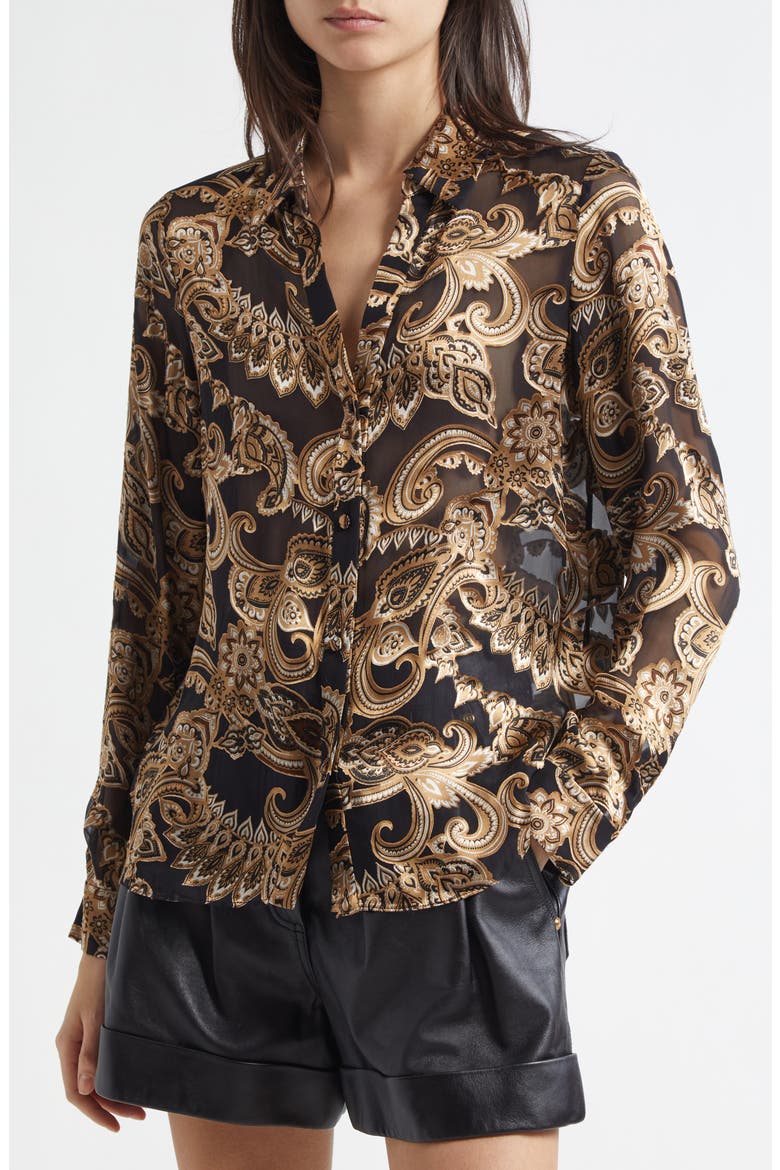 Eloise Paisley Woven Shirt, Alternate, color, SPRING PAISLEY BLACK