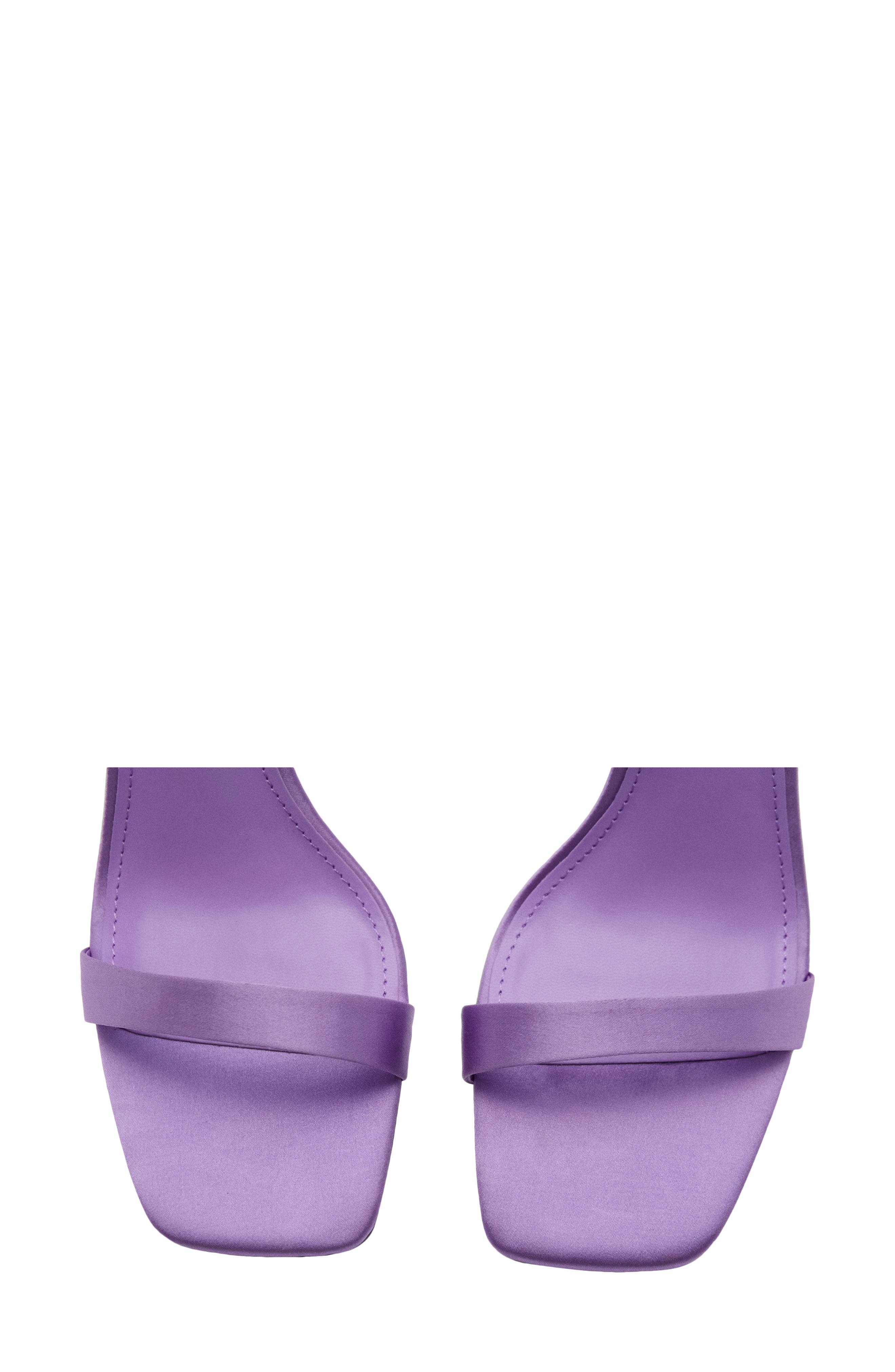 MANGO Square Toe Satin Sandal, Alternate, color, Lilac