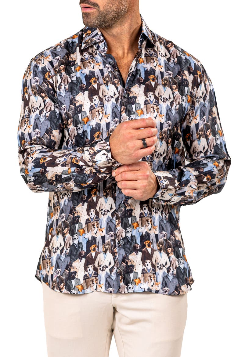Fibonacci Marthy Contemporary Fit Button-Up Shirt, Alternate, color, BLACK