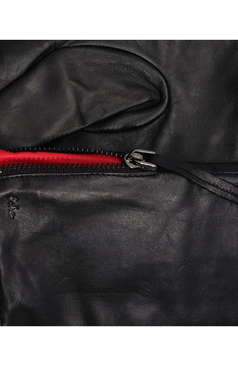 Echo Leather Glove With Zipper, Alternate, color, Black/Red