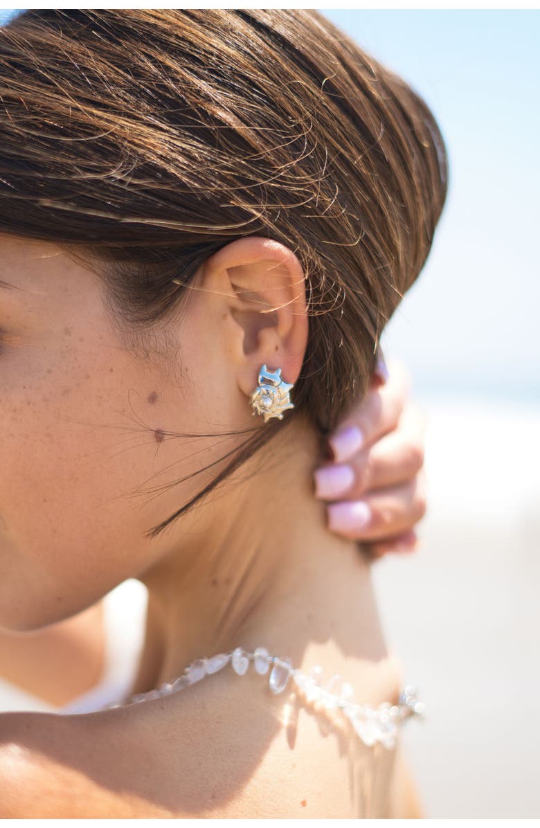 Classicharms Leah Seahell Stud Earrings, Alternate, color, Silver