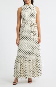 Julia Jordan Polka Dot Sleeveless Gown
