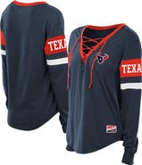 New Era Women's New Era Navy Houston Texans Plus Size Throwback Lace-Up Long Sleeve T-Shirt