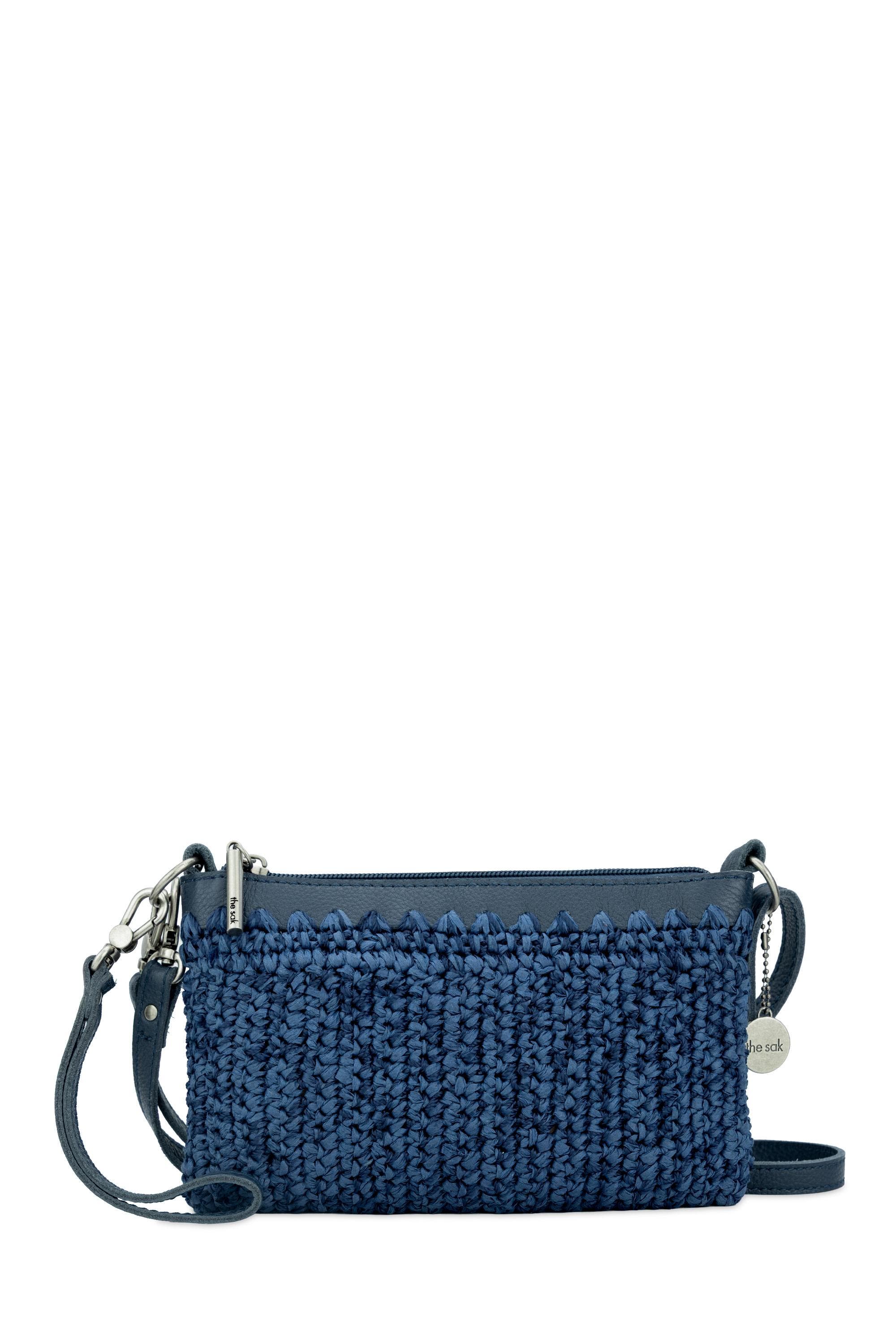 Vita Hand Crochet Crossbody Wristlet, Alternate, color, Denim Tonal Straw