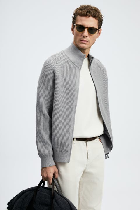 Lufian Men's Full Zip Cardigan Sweater