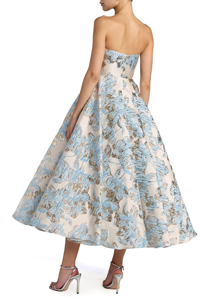 Strapless Brocade A-line Midi Dress With Pockets, Alternate, color, Powder Blue