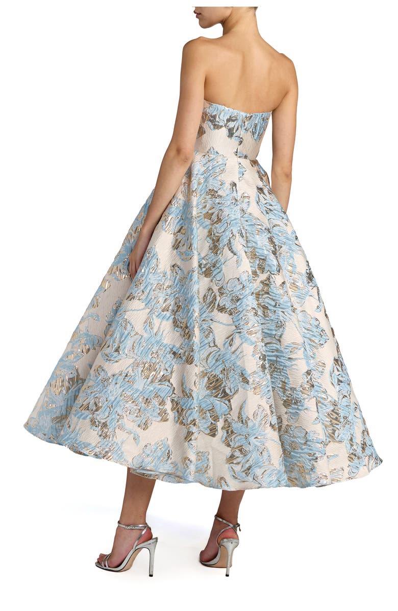 Mac Duggal Strapless Brocade A-line Midi Dress With Pockets, Alternate, color, 