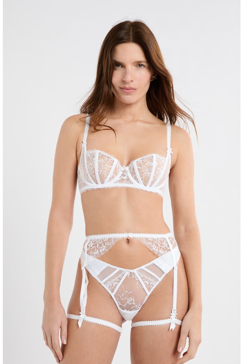 Mascarade Porte Jartelle Lace Garter Belt, Alternate, color, WHITE