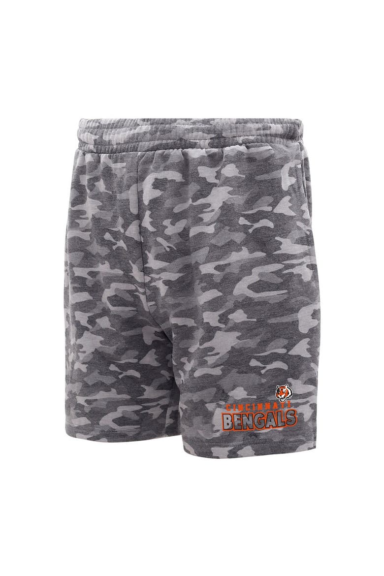 Men's Concepts Sport  Charcoal Cincinnati Bengals Biscayne Camo Shorts, Main, color, Charcoal