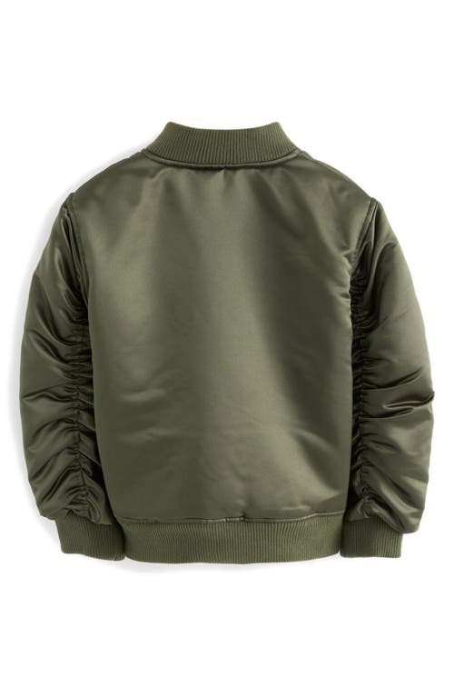Shop Allsaints Sm By  Kids' Insulated Satin Bomber Jacket In Green