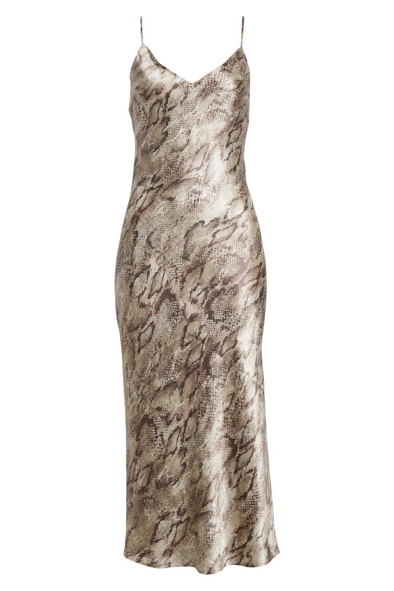Seridie Snakeskin Print Silk Slipdress, Alternate, color, TAN MULTI