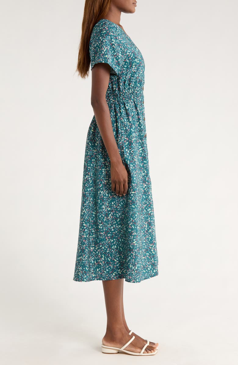 Marine Layer Annika Floral Midi Dress, Alternate, color, Deep Aqua