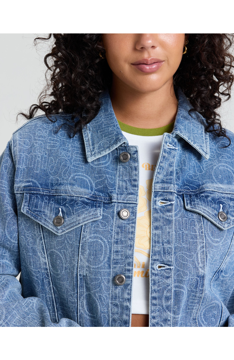 Samii Ryan Smiley Oversized Denim Jacket, Alternate, color, Blue