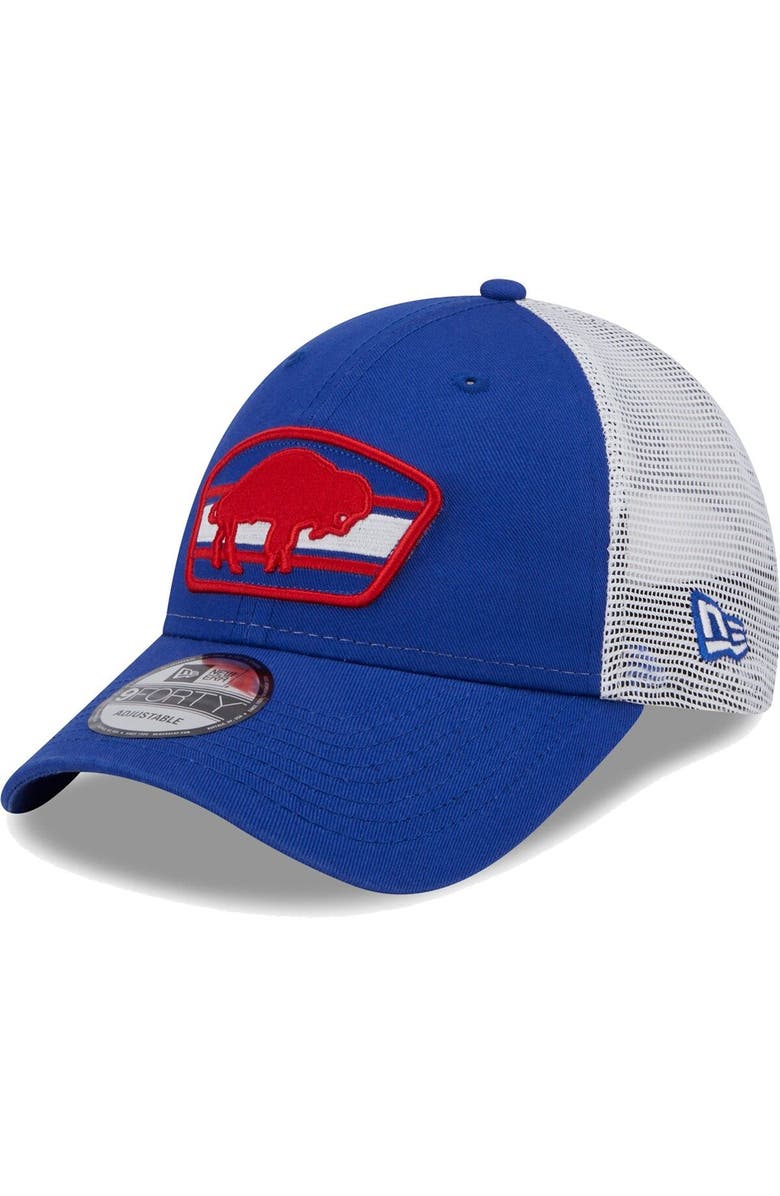 New Era Men's New Era Royal/White Buffalo Bills Logo Patch Trucker 9FORTY Snapback Hat, Main, color, 