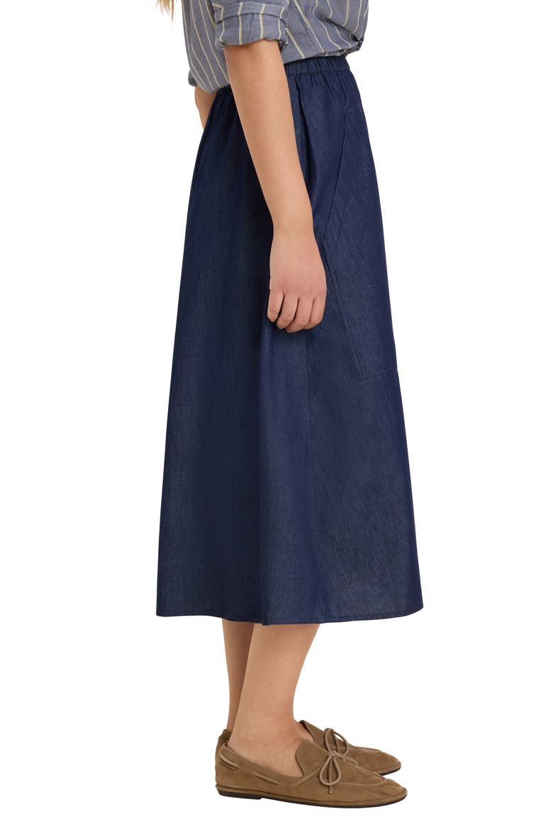 Drapey Denim Cargo Skirt, Alternate, color, DARK WASH