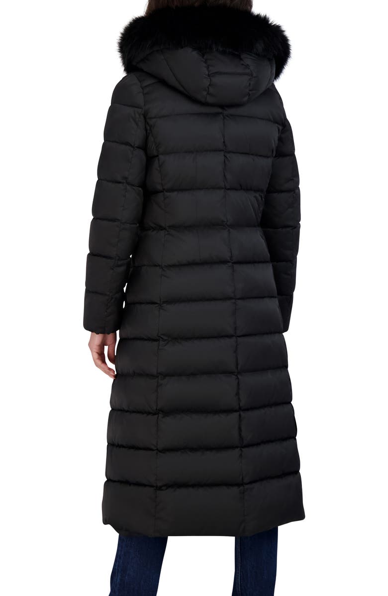 Tahari Nellie Faux Fur Trim Hooded Puffer Jacket with Bib, Alternate, color, Black