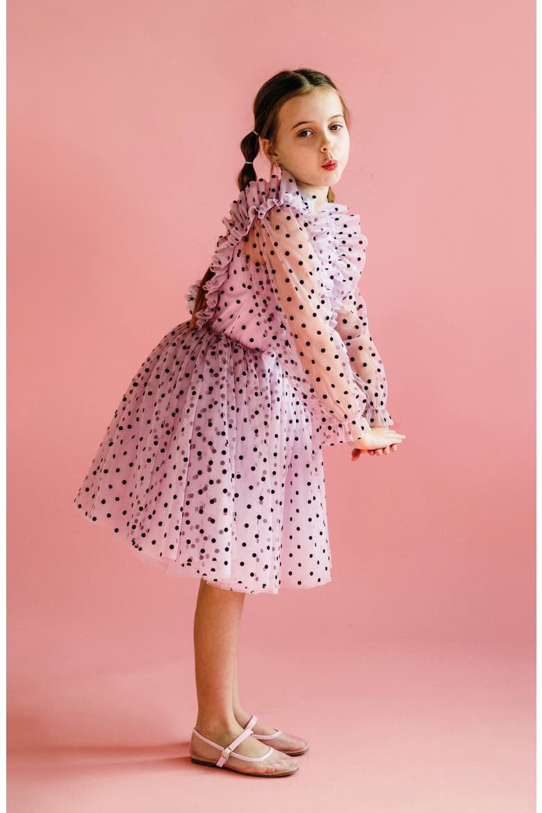 Kids' Long Sleeve Tulle Dress, Alternate, color, SOFT PINK