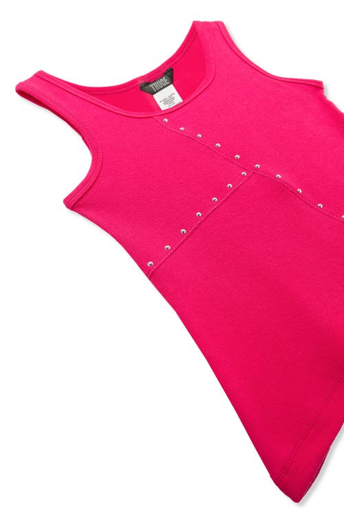 Truce Kids' Rib Stud Accent Cotton Tank In Pink