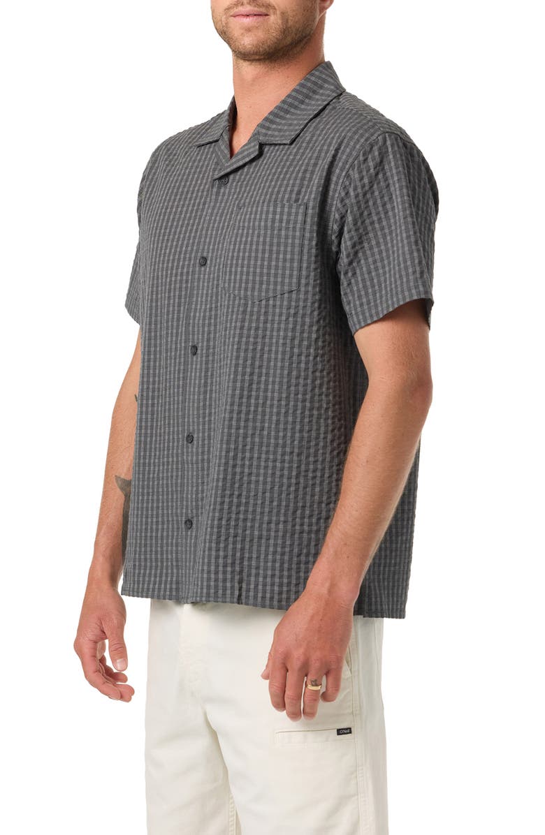 O'Neill OG Seersucker Plaid Camp Shirt, Alternate, color, Dark Shadow