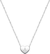 Tiny Blessings Sterling Silver Mini Sliding Heart & Engraved Initial 12-14" Necklace
