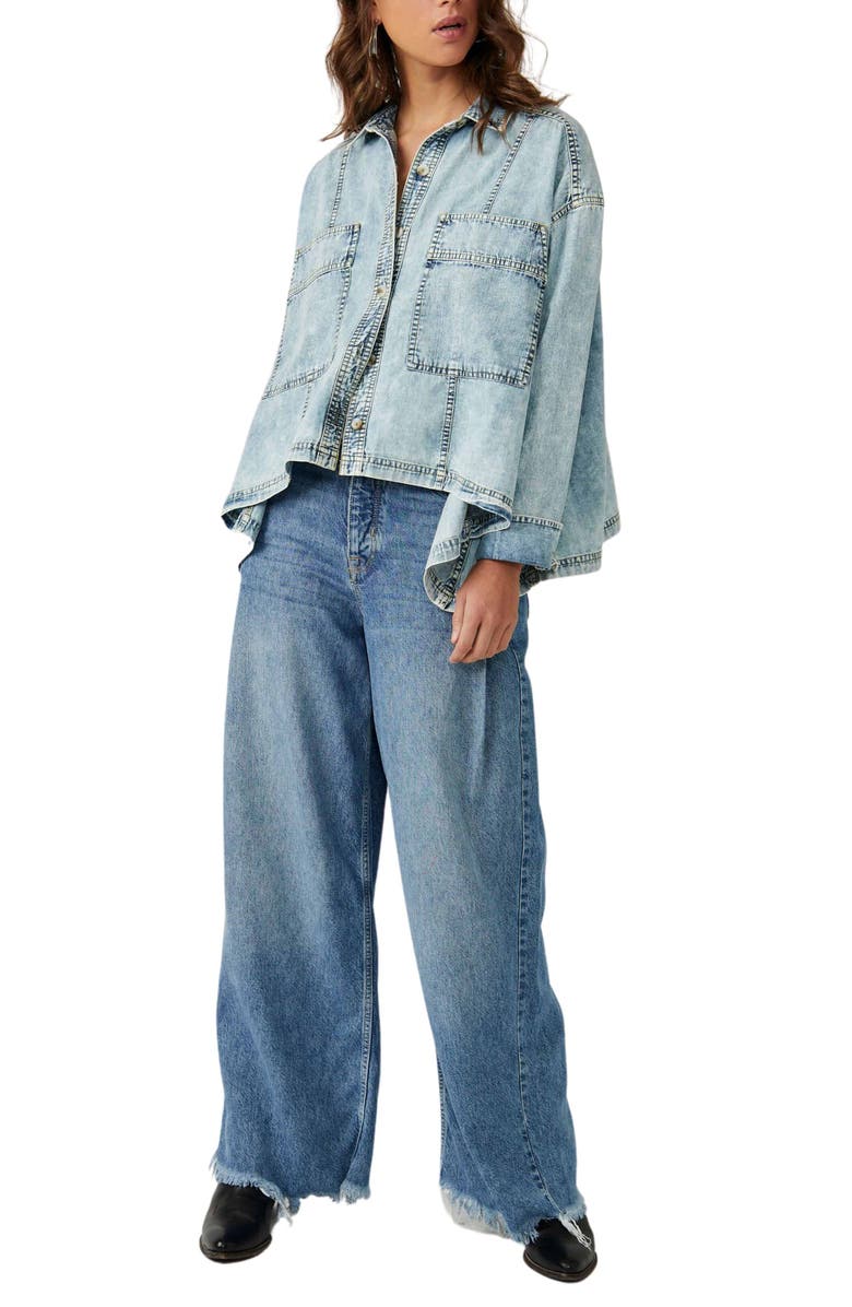 Free People Back to You Oversize Denim Jacket, Alternate, color, 
