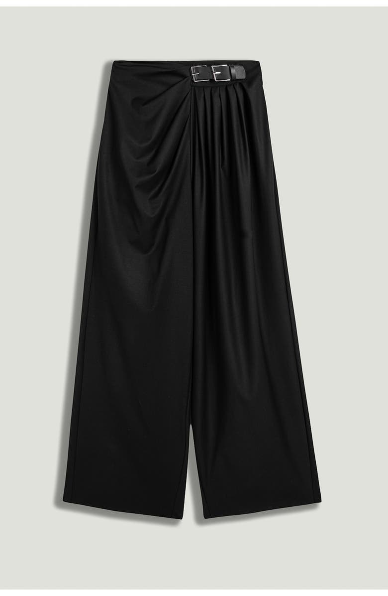 Nocturne Double-Buckle High-Waist Pants, Alternate, color, Black