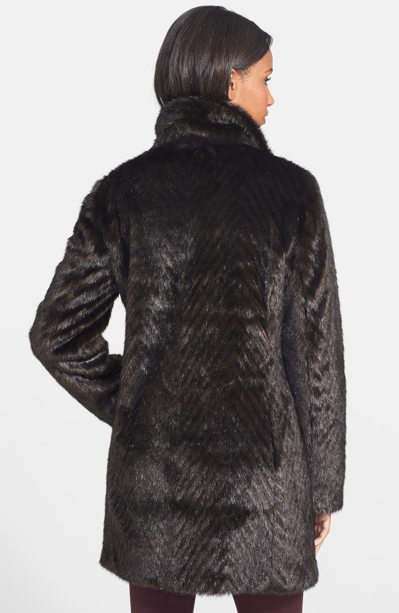 Ellen Tracy Faux Fur A-Line Coat, Alternate, color,