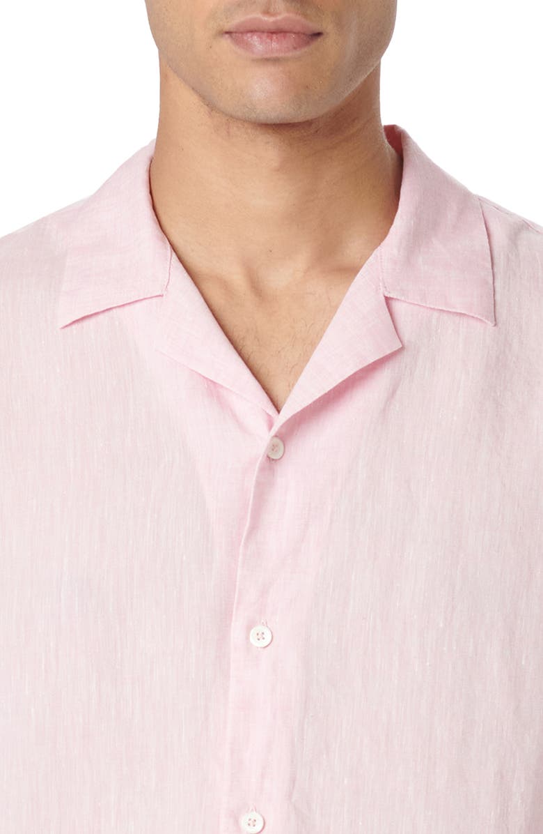 Bugatchi Linen Camp Shirt, Alternate, color, Pink