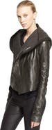 Rick Owens Lambskin Leather Hooded Biker Jacket