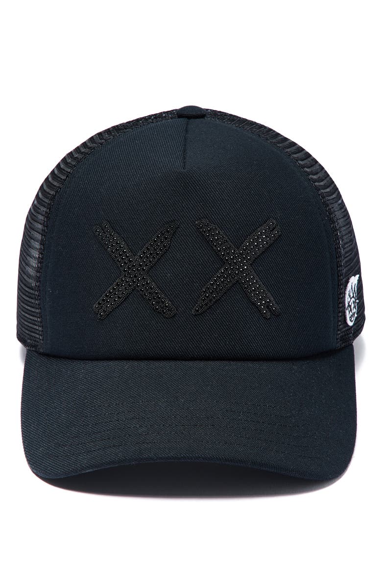 Cult of Individuality XX Crystal Embellished Trucker Hat, Alternate, color, 