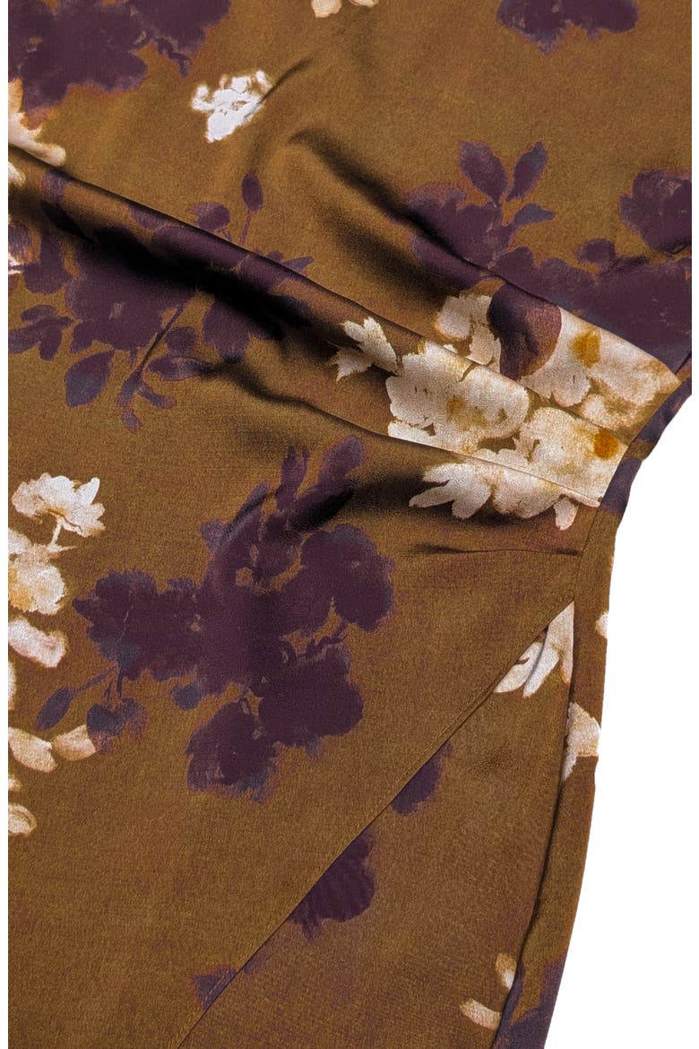 Cap Sleeve Satin Midi Dress, Alternate, color, CUMIN MULTI