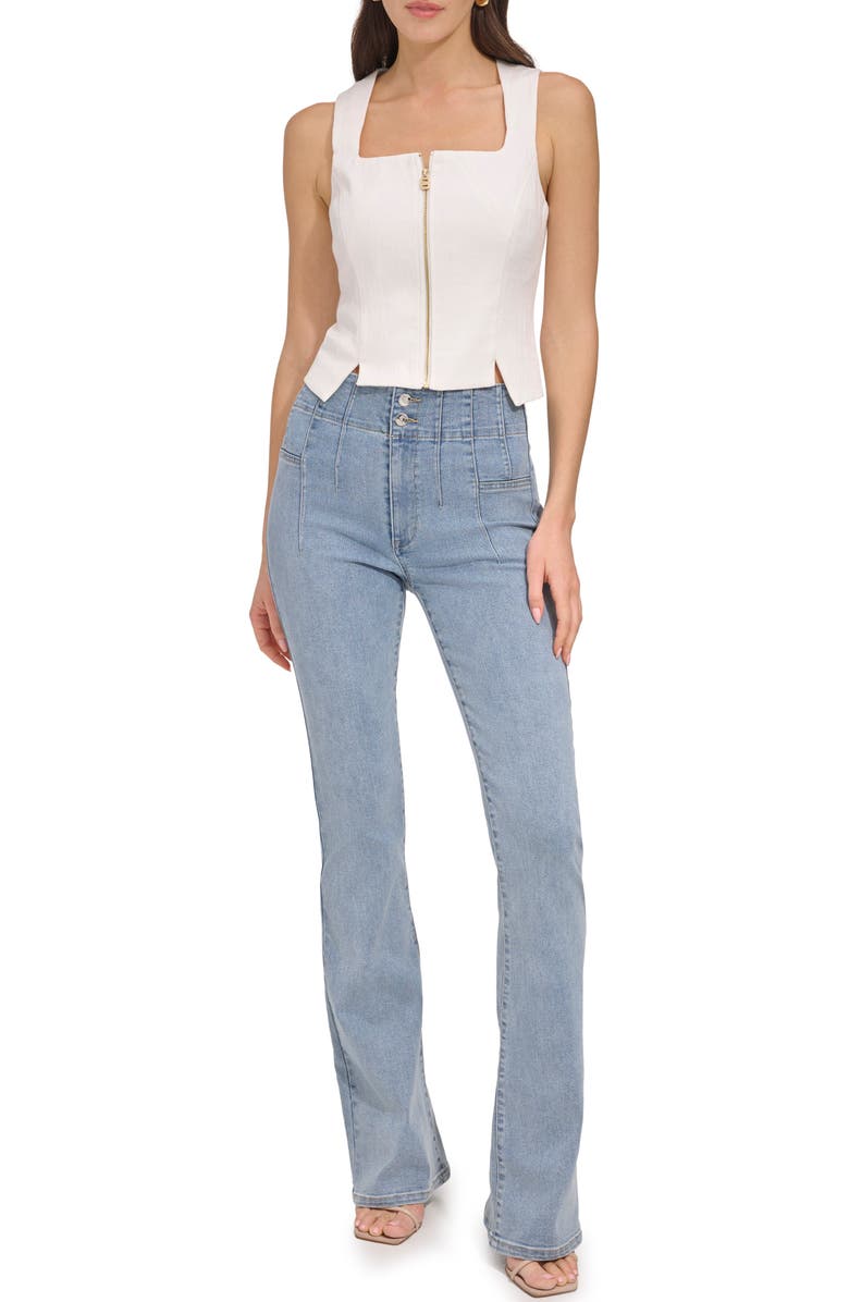 DKNY Zip Front Corset Top, Alternate, color, Eggnog