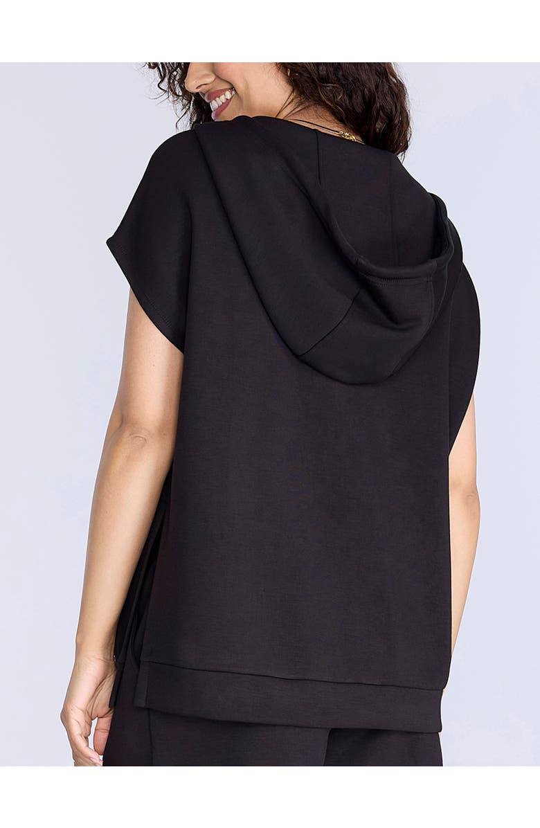 MOTHERHOOD MATERNITY V-Neck Short Sleeve Hooded Top, Alternate, color, Black