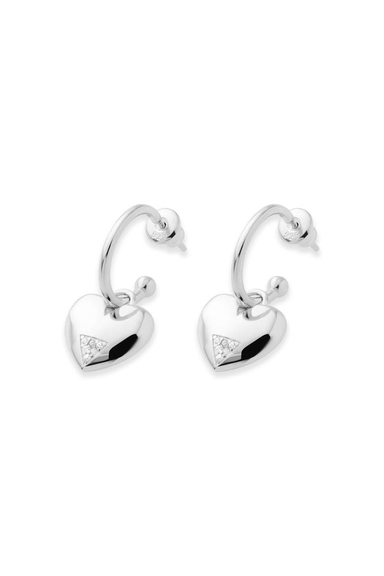 Art Deco Hearts Hoop Earrings, Alternate, color, Sterling Silver