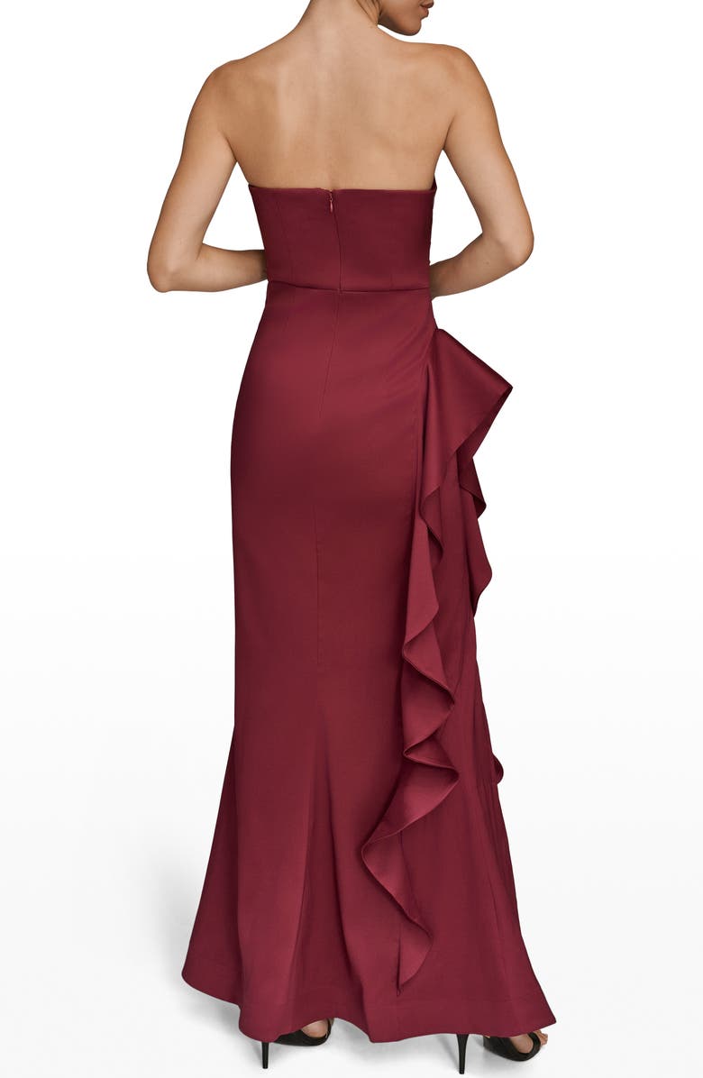 Donna Karan New York Strapless Ruffle Dress, Alternate, color, Sangria