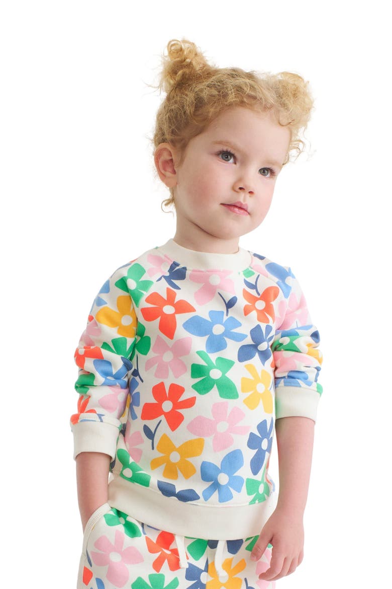 Kids Sweatshirt, Alternate, color, Ivory Rainbow Spring Blooms