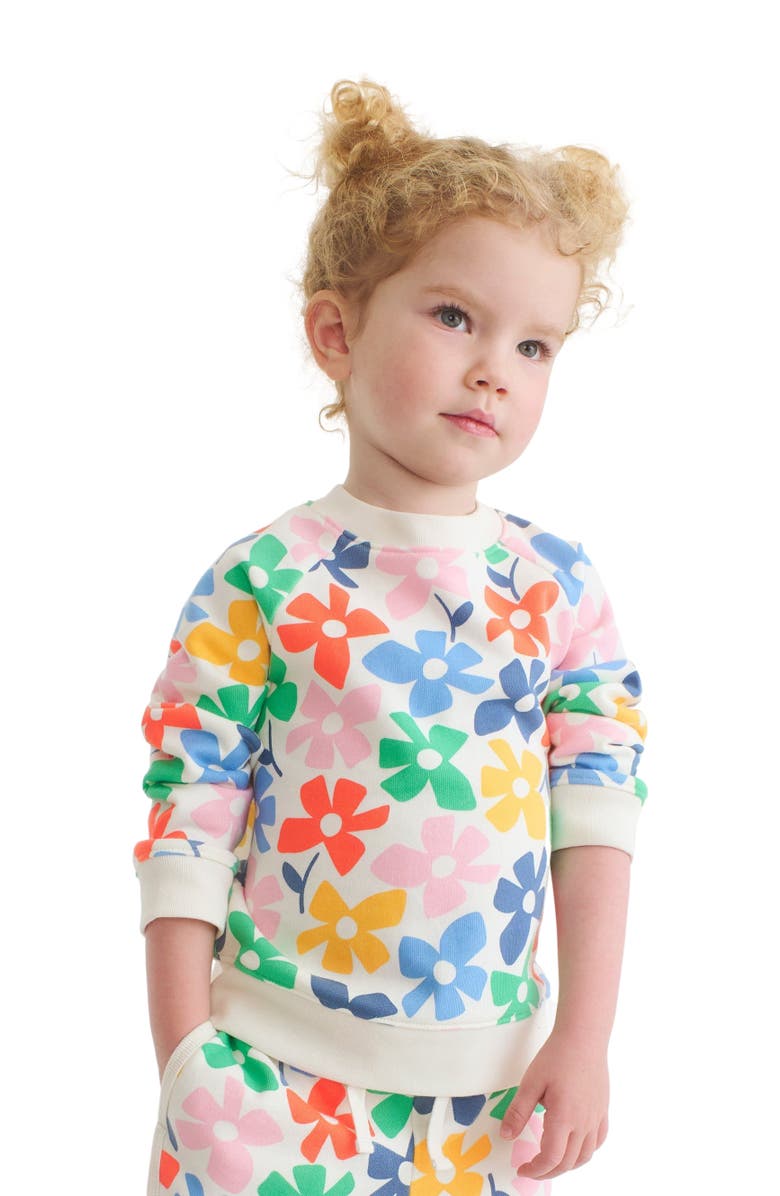 Primary Kids Sweatshirt, Alternate, color, Ivory Rainbow Spring Blooms