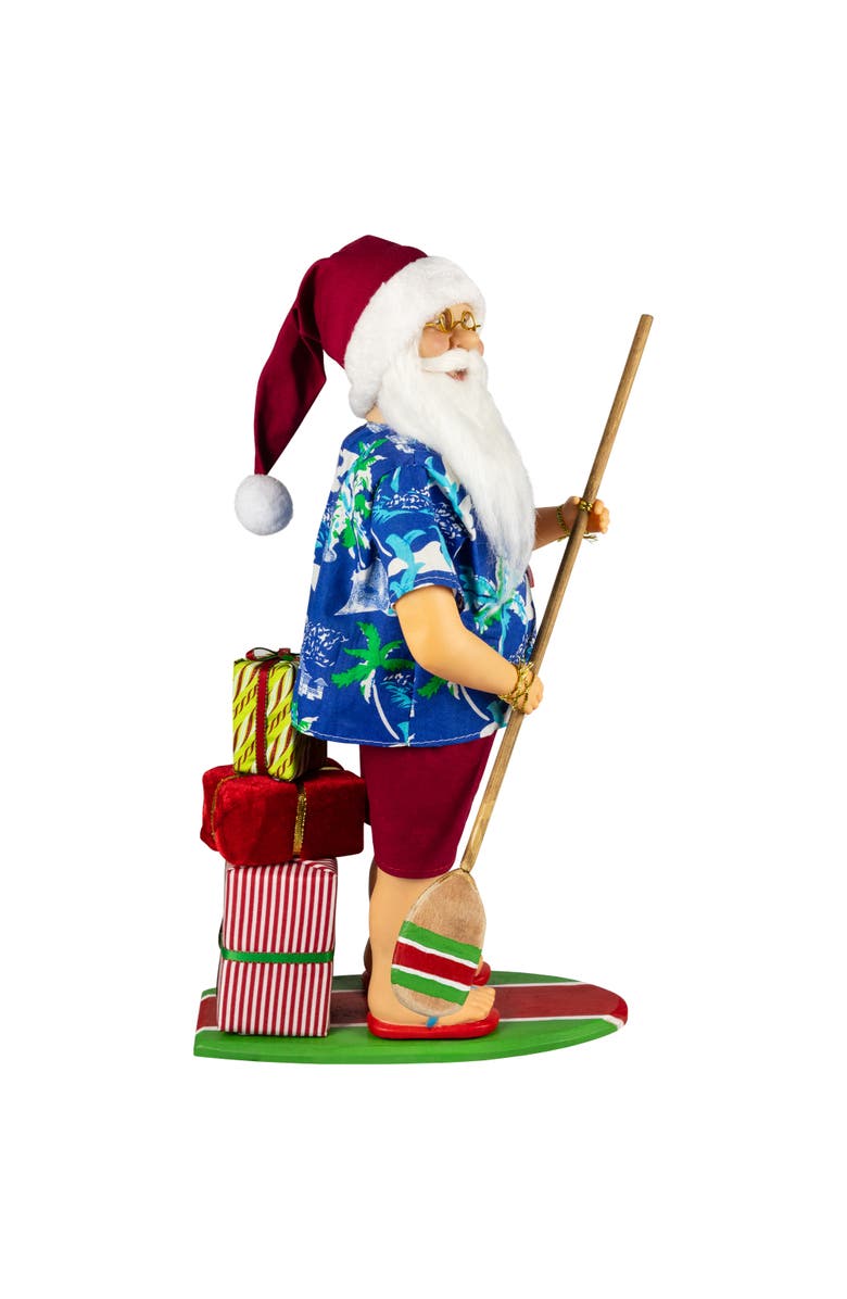Northlight Santa on a Paddle Board Christmas Figure - 18", Alternate, color, Blue