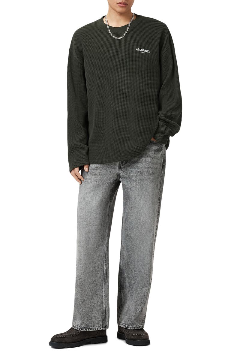 AllSaints Sect Waffle Knit Sweatshirt, Alternate, color, Duffel Green