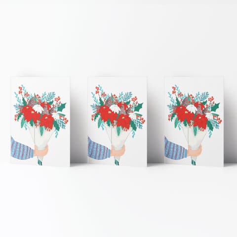 Winter/Holiday Greeting Card Pack Sets (3 ct) Winter Bouquet