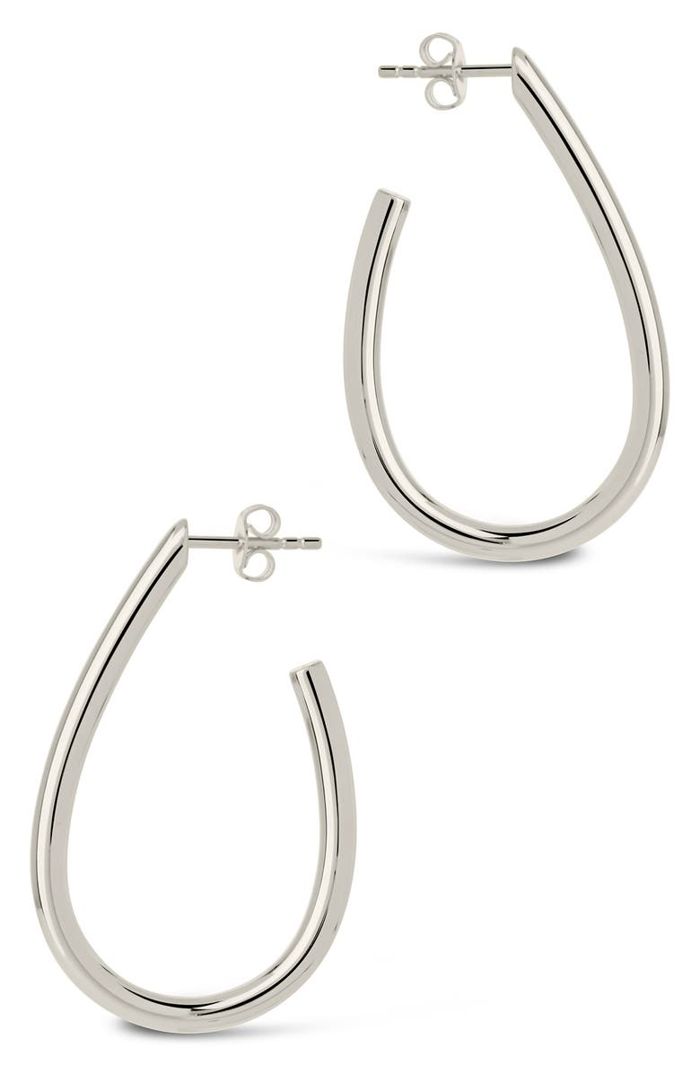 Sterling Forever Liora Oval Hoop Earrings, Alternate, color, 