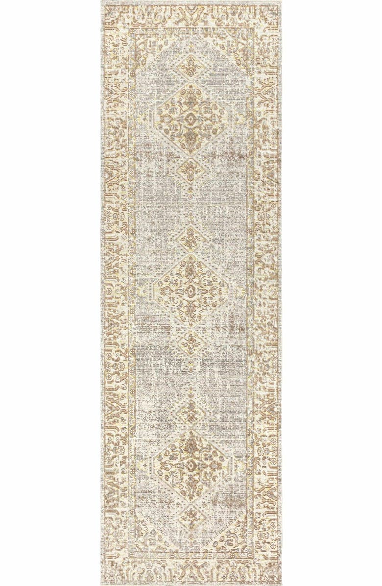 JONATHAN Y Khilana Floral Medallion Chambray Area Rug, Main, color, Gray/Ivory