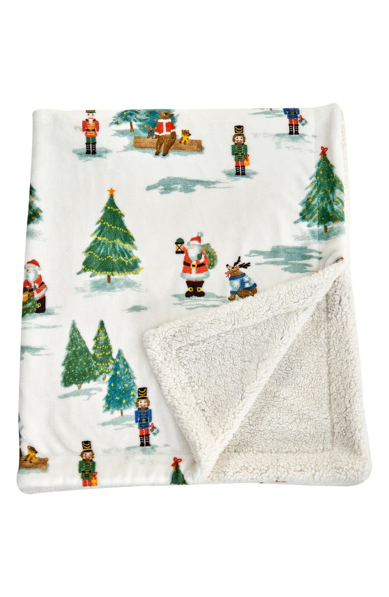 Woven & Weft Holiday Theme Reversible Faux Shearling Throw Blanket, Main, color, 